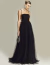 Vestido de festa longo de tule drapeado preto com alças finas  ideal para madrinha de casamento, convidada de casamento, ocasião especial, formatura