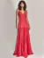 Vestido de festa longo vermelho com alça fina ideal para madrinhas de casamento