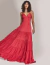 Vestido de festa longo vermelho com alças finas, ideal para eventos especiais.