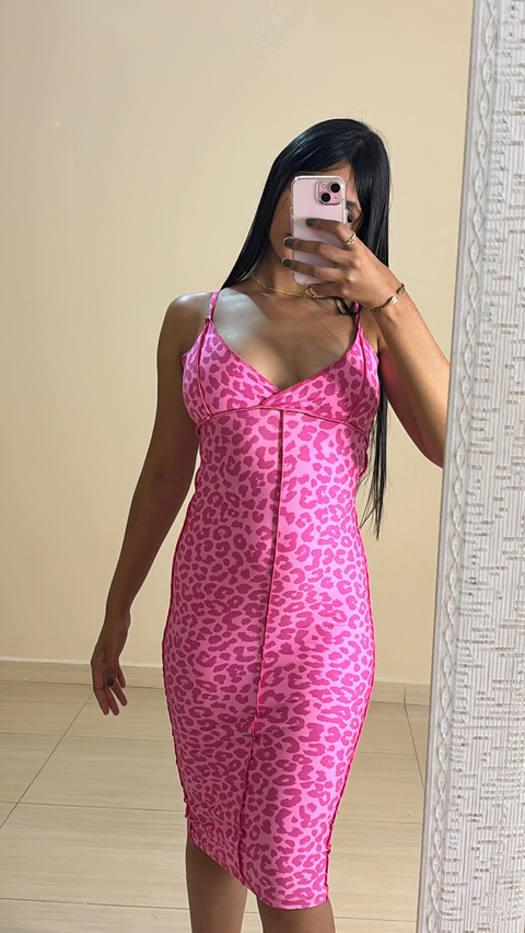 Vestido oncinha rosa