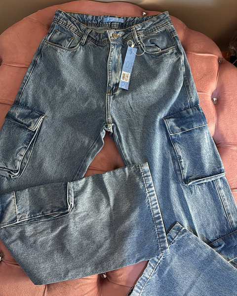 calça jeans cargo