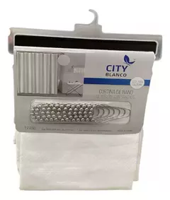 Cortina de baño de teflon City Blanco con 12 ganchos de acero - Blanco Castelli