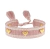 Pulsera Tejida Rosa con Corazones Dorados