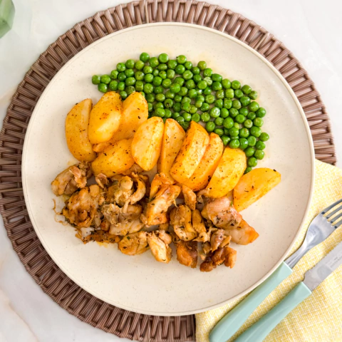 Sobrecoxa com Batata Inglesa e Ervilhas Frescas - 350g
