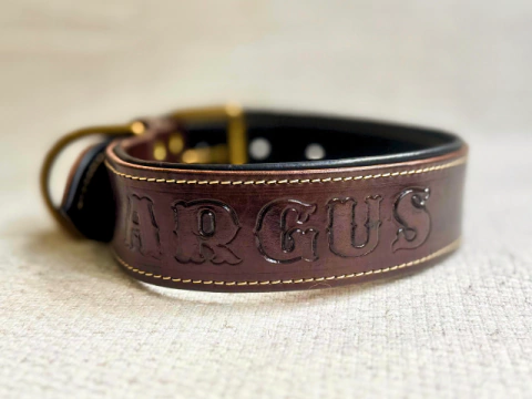 Coleira De Couro Legítimo - G - Segunda Camada no Couro Preto - Personalizada com Nome - comprar online