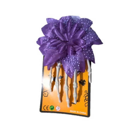 PRESILHA PARA CABELO FLOR ROXA - 20 CM PARTIU FESTA