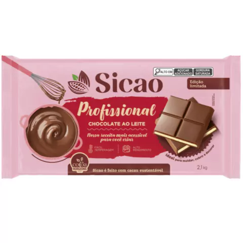CHOCOLATE SICAO PROFISSIONAL AO LEITE 2,1KG BARRA