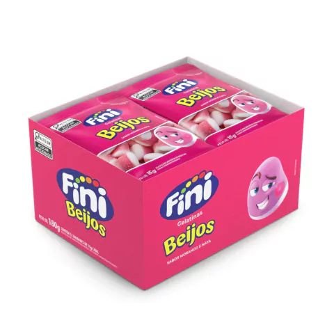 GOMA FINI 180G BEIJOS DE MORANGO (12 X 15G)