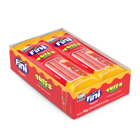 GOMA FINI 180G TUBES MORANGO/LARANJA AZEDINHO (12 X 15G)