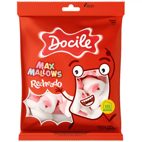 DOCILE MAXMALLOWS RECH TWIST ROSA/BRANCO 220G