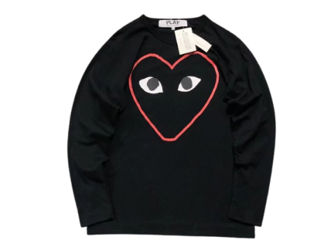 CDG PLAY Outline Heart Long Sleeve T-Shirt