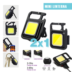 Mini Linterna Llavero COB: potencia recargable y luz blanca fría