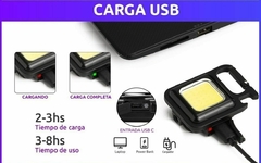 Mini Linterna Llavero COB: potencia recargable y luz blanca fría - tienda online