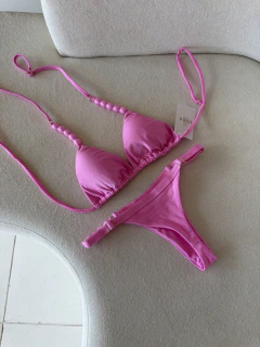 BIQUÍNI BALI CORTININHA COM CALCINHA SEMI FIO ROSA