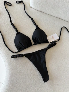 BIQUÍNI BALI CORTININHA COM CALCINHA SEMI FIO PRETO
