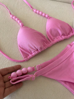 BIQUÍNI BALI CORTININHA COM CALCINHA SEMI FIO ROSA - comprar online