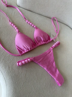 BIQUÍNI BALI CORTININHA COM CALCINHA SEMI FIO ROSA