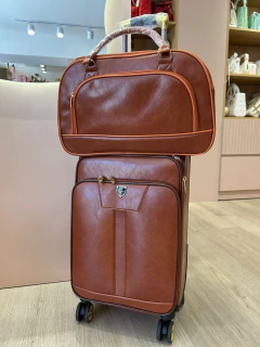 SET DE VALIJA + BOLSO F&B CUERO - MARRON