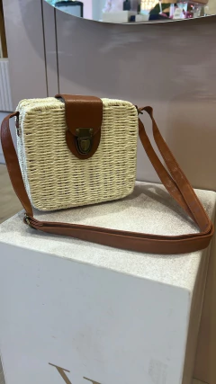 BANDOLERA F&B MIMBRE C/DETALLES MARRONES - BEIGE - 0009157