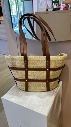 BOLSO YSL MIMBRE C/DETALLE MARRON - BEIGE - 0008018