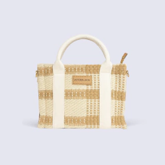 BOLSO VICTORIA JHON CHICO A CUADROS MARRONES - BEIGE - comprar online