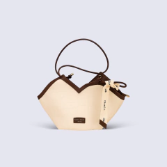BOLSO F&B CON TIRAS MARRONES Y CINTA - BEIGE - comprar online