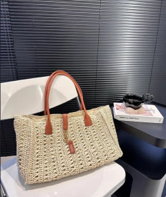 BOLSO YSL RAFFIA - BEIGE Y MARRON