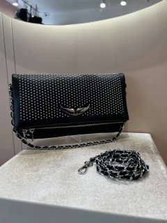 BANDOLERA ZADIG NEGRA CON TACHAS COMPLETA