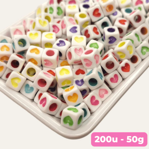 Corazones cuadrados blancos/multicolor - comprar online