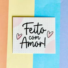 50 Mini Cartões "Feito com Amor!" , Tag para Embalagem de Presente e Produtos