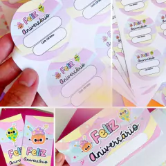 Kit de Cartões e Adesivos de Aniversário para Presentes Infantis , Cartão Feliz Aniversário