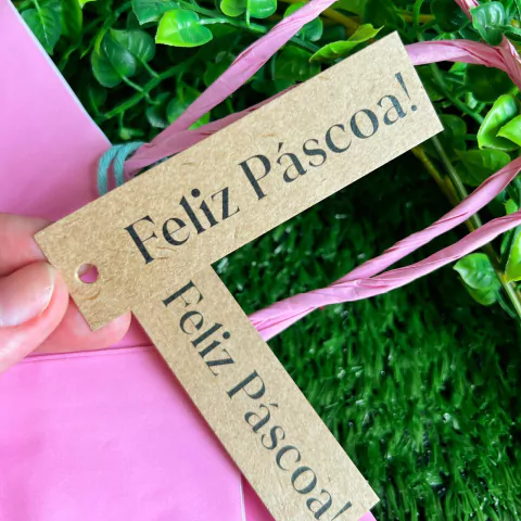 Tag de Páscoa Kraft 8,5x 2,5cm com furo, Tags para presentes