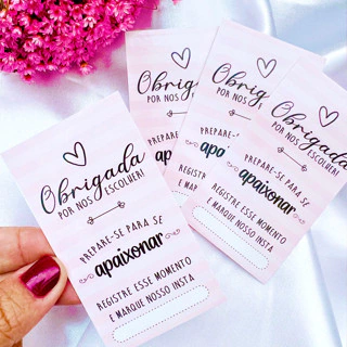 50 Cartões de Agradecimento ROSA para Clientes, Cartão de agradecimento, Cartão para encomendas