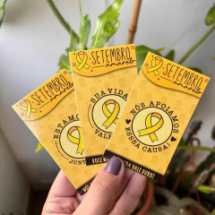 45 Cartões Frases Motivacionais Setembro Amarelo Papel Couchê 9x5cm