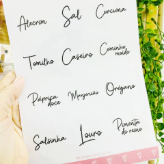 Kit 3 Cartelas de Adesivos Transparentes para Temperos | Impermeável | Vinil | Pronta Entrega - comprar online