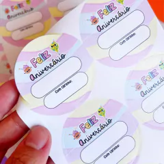 Kit de Cartões e Adesivos de Aniversário para Presentes Infantis , Cartão Feliz Aniversário - Mimi Design Criativo