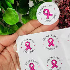 30 Adesivos Outubro Rosa "Nós apoiamos essa causa" - comprar online