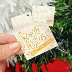 50 Mini Tags "Boas Festas", Tag para encomenda, Tag Ano Novo