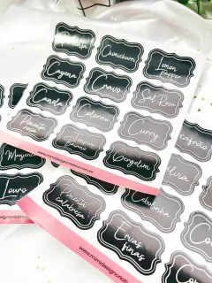 Kit 3 Cartelas de Adesivos Pretos para Temperos - comprar online