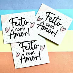 50 Mini Cartões "Feito com Amor!" , Tag para Embalagem de Presente e Produtos - comprar online