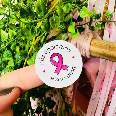 30 Adesivos Outubro Rosa "Nós apoiamos essa causa"