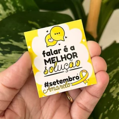 Mini Tags Setembro Amarelo - 50 Unidades Variadas | 5 Frases de Apoio | 4x5,5cm com Furo | Papel Couchê 300g na internet
