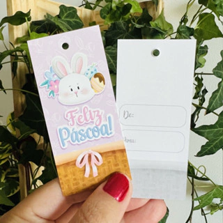 25 Tags de Páscoa Coelhinho Lilás para Presentes, Tags para embalagens