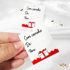 50 Mini Tags para Presentes Vermelho, Tag de para, Tag para Embalagem de Presente