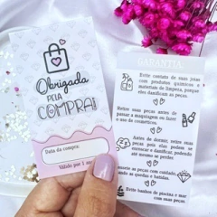 25 Cartões de Agradecimento e Garantia para Semijoias