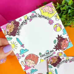 25 Cartões Dia das Crianças para Presente ou Embalagens