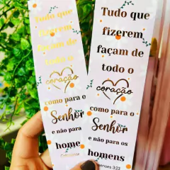 10 Marcadores de Página Frase Religiosa em Hotstamping