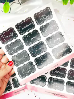 Kit 3 Cartelas de Adesivos Pretos para Temperos
