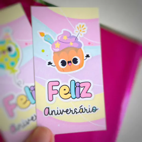 Tags de Aniversário para Presentes Infantis "Bolinho", Cartão de Aniversário, Tag Feliz Aniversário