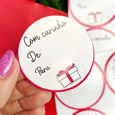 30 Adesivos para Presentes de Natal "Com carinho"